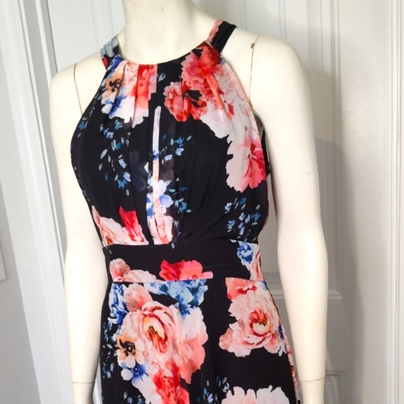 Nightway Floral Maxi Dress - Black and Pink - Picture 2 of 15